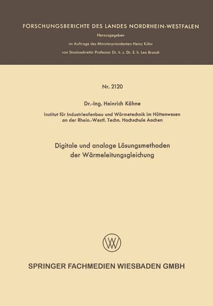 Produktbild: Digitale und analoge L&ouml;sungsmethoden der W&auml;rmeleitungsgleichung