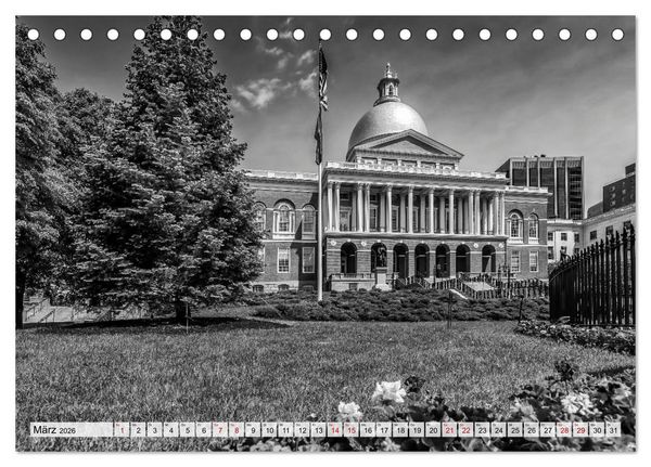 Produktbild: BOSTON Monochrome Stadtansichten (Tischkalender 2026 DIN A5 quer), CALVENDO Monatskalender