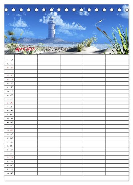 Produktbild: Familienplaner mit sch&ouml;nen Landschaftsbildern (Tischkalender 2026 DIN A5 hoch), CALVENDO Monatskalender