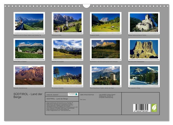Produktbild: S&Uuml;DTIROL - Land der Berge (Wandkalender 2026 DIN A3 quer), CALVENDO Monatskalender