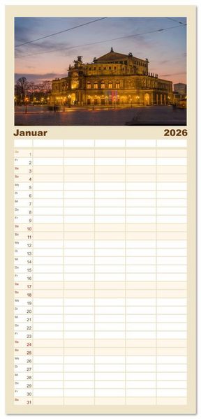 Produktbild: Familienplaner 2026 - Dresden - Sachsens Perle an der Elbe mit 5 Spalten (Wandkalender, 21 x 45 cm) CALVENDO