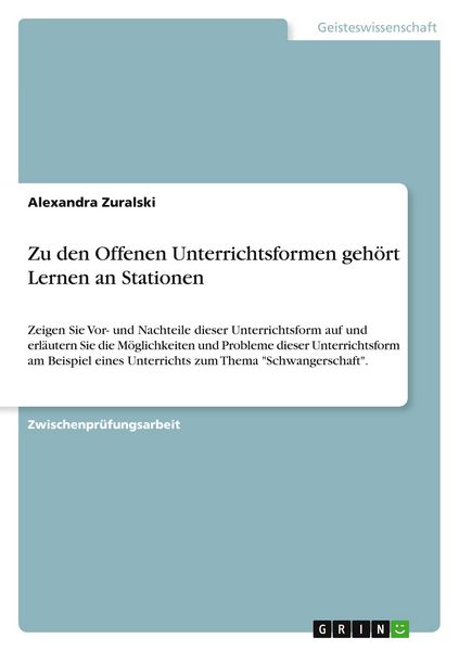 Produktbild: Zu den Offenen Unterrichtsformen geh&ouml;rt Lernen an Stationen