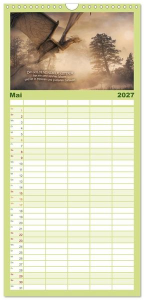 Produktbild: Familienplaner 2027 - Wo die wilden Drachen wohnen mit 5 Spalten (Wandkalender, 21 x 45 cm) CALVENDO
