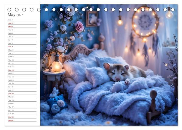 Produktbild: Hamster's Bedtime Calendar - Twelve magical dream worlds (Desk Calendar 2027 DIN A5 landscape), CALVENDO 12 Month DeskCalendar