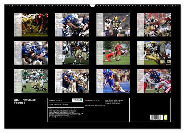 Produktbild: Sport. American Football (Wandkalender 2026 DIN A2 quer), CALVENDO Monatskalender