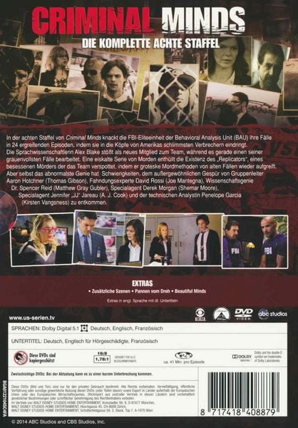 Produktbild: Criminal Minds - Die komplette achte Staffel [5 DVDs]