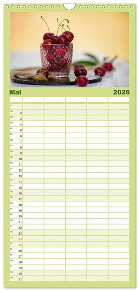 Produktbild: Familienplaner 2026 - Nat&uuml;rlich Vegan - frische gesunde K&ouml;stlichkeiten mit 5 Spalten (Wandkalender, 21 x 45 cm) CALVENDO