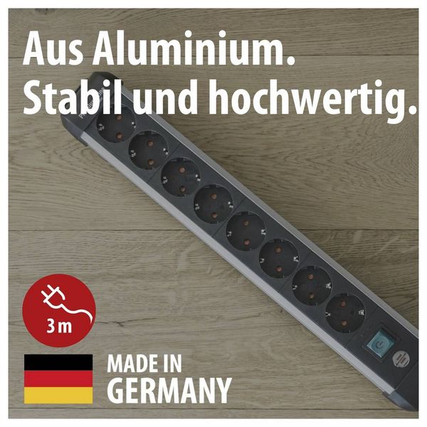 Produktbild: Brennenstuhl 1391030800 Steckdosenleiste mit Schalter Silber, Schwarz Schutzkontakt 1 St.