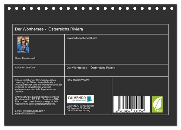Produktbild: Der W&ouml;rthersee - &Ouml;sterreichs Riviera (Tischkalender 2026 DIN A5 quer), CALVENDO Monatskalender