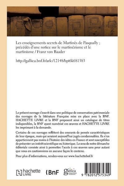Produktbild: Les enseignements secrets de Martin&egrave;s de Pasqually (&Eacute;d.1900)