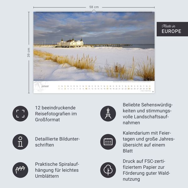 Produktbild: Ostsee Globetrotter Kalender 2027 - Von behaglichen Strandk&ouml;rben und rauen K&uuml;sten