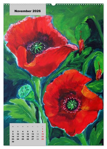 Produktbild: Blumen in Acryl (hochwertiger Premium Wandkalender 2026 DIN A2 hoch), Kunstdruck in Hochglanz