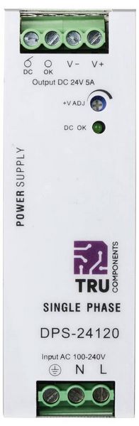 Produktbild: TRU COMPONENTS TC-10580796 Hutschienen-Netzteil (DIN-Rail) 24 V/DC 5 A 120 W Anzahl Ausg&auml;nge:1 x Inhalt 1 St.