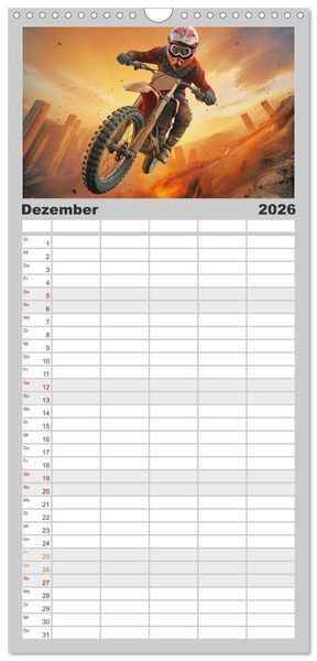 Produktbild: Familienplaner 2026 - Motorcross Welt mit 5 Spalten (Wandkalender, 21 x 45 cm) CALVENDO