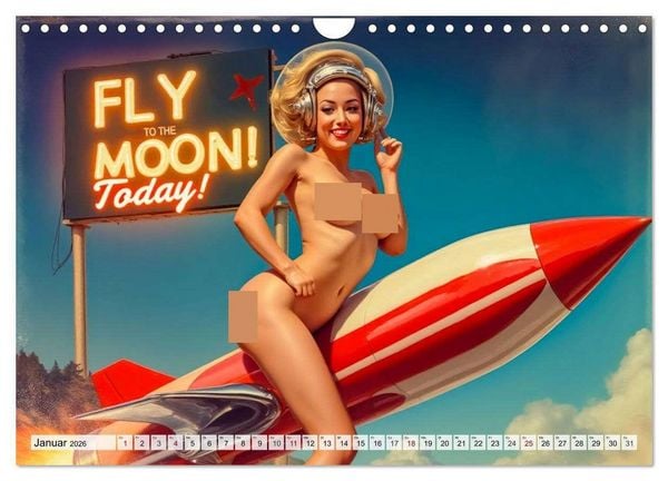 Produktbild: Atomic Beauties &ndash; The Retro Future Calendar (Wandkalender 2026 DIN A4 quer), CALVENDO Monatskalender