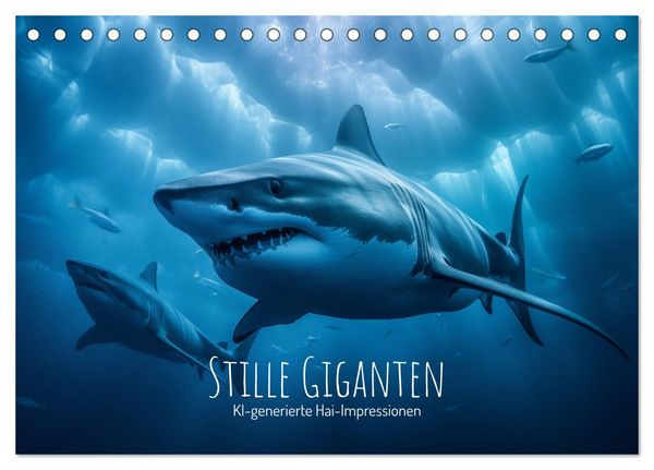 Produktbild: Stille Giganten - KI-generierte Hai-Impressionen (Tischkalender 2026 DIN A5 quer), CALVENDO Monatskalender