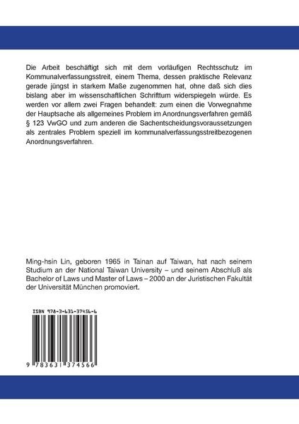 Produktbild: Vorl&auml;ufiger Rechtsschutz im Kommunalverfassungsstreit