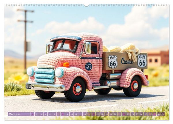 Produktbild: Amigurumi Fahrzeugtr&auml;ume - H&auml;kelstyle in Pastellt&ouml;nen (Wandkalender 2026 DIN A2 quer), CALVENDO Monatskalender