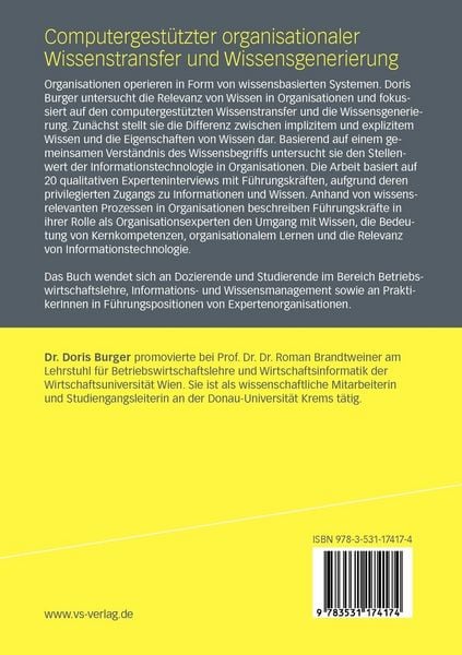 Produktbild: Computergest&uuml;tzter organisationaler Wissenstransfer und Wissensgenerierung