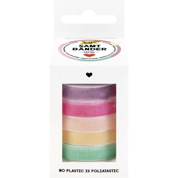 Produktbild: folia Samtb&auml;nder Pastel 5 Farben 10mmx2m 5 St&uuml;ck
