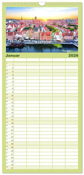 Produktbild: Familienplaner 2026 - Danzig - Die goldene Stadt an der Ostsee. mit 5 Spalten (Wandkalender, 21 x 45 cm) CALVENDO
