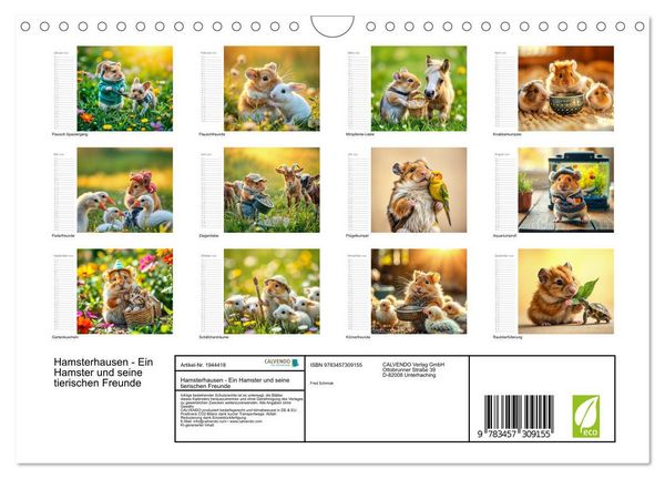Produktbild: Hamsterhausen - Ein Hamster und seine tierischen Freunde (Wandkalender 2026 DIN A4 quer), CALVENDO Monatskalender