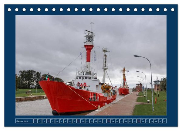 Produktbild: Feuerschiffe - Borkum Riff - Elbe 1 - Deutsche Bucht (Tischkalender 2026 DIN A5 quer), CALVENDO Monatskalender