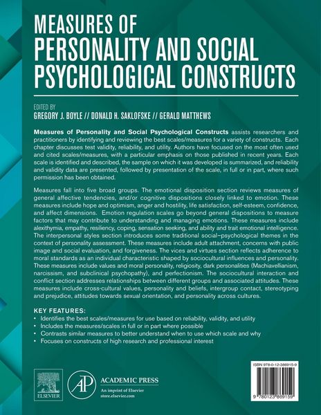 Produktbild: Measures of Personality and Social Psychological Constructs