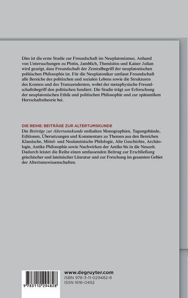 Produktbild: Freundschaft im Neuplatonismus
