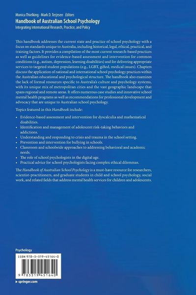Produktbild: Handbook of Australian School Psychology