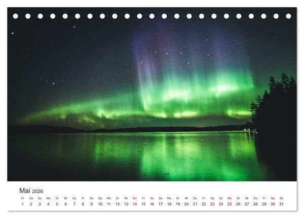 Produktbild: Polarlichter - Einzigartige Himmelsph&auml;nomene im Norden (Tischkalender 2026 DIN A5 quer), CALVENDO Monatskalender