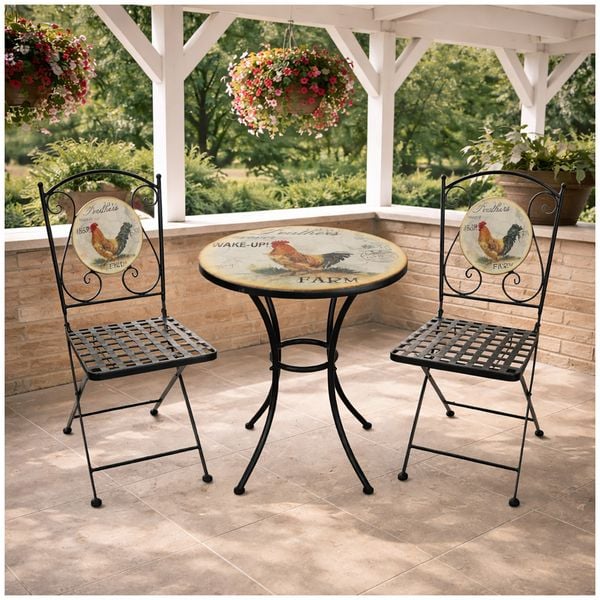 Produktbild: HTI-Living Gartentisch und 2 St&uuml;hle Celia Hahn Gartentisch und 2 St&uuml;hle Celia Hahn