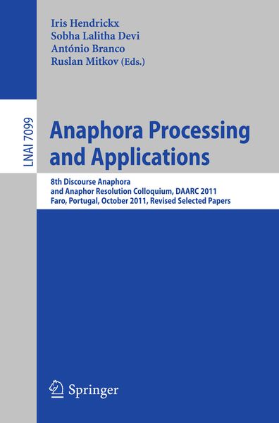 Produktbild: Anaphora Processing and Applications