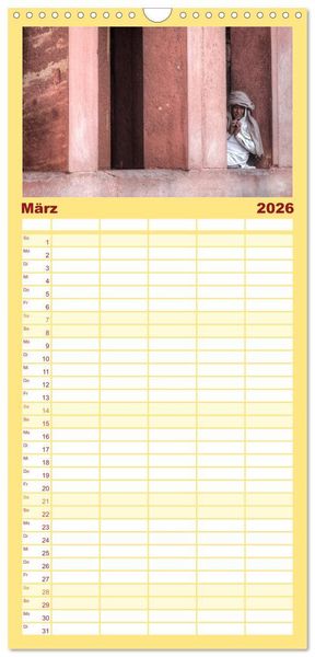 Produktbild: Familienplaner 2026 - Indiens Gesichter mit 5 Spalten (Wandkalender, 21 x 45 cm) CALVENDO