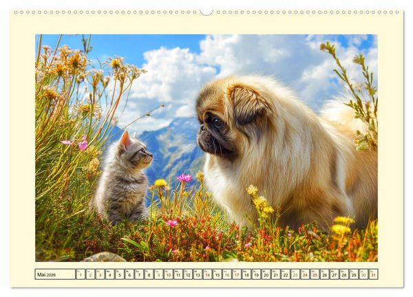 Produktbild: Zauberhafte Pekinesen. Charmante und stolze Hunde zum Verlieben (Wandkalender 2026 DIN A2 quer), CALVENDO Monatskalender