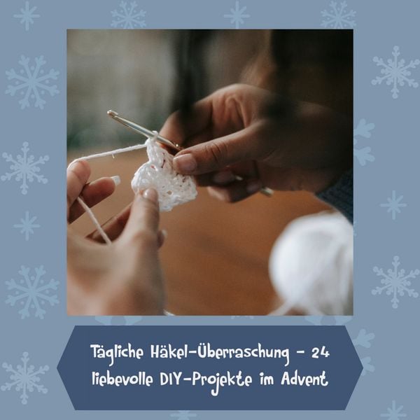 Produktbild: In der Weihnachtsh&auml;klerei - Der Adventskalender mit Material und Anleitungsbuch f&uuml;r 24 H&auml;kelprojekte
