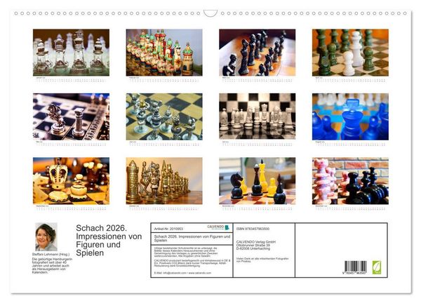 Produktbild: Schach 2026. Impressionen von Figuren und Spielen (Wandkalender 2026 DIN A2 quer), CALVENDO Monatskalender