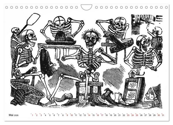 Produktbild: Calaveras - Totenk&ouml;pfe und Skelette (Wandkalender 2026 DIN A4 quer), CALVENDO Monatskalender
