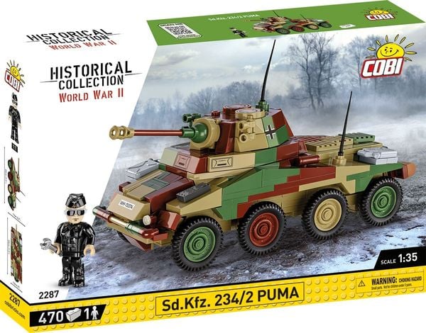 COBI Historical Collection 2287 - Sd.Kfz. 234/2 PUMA, WWII, Panzer, Bausatz, 1:35, 470 Klemmbausteine