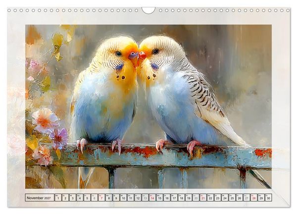 Produktbild: Wellensittiche. Fr&ouml;hliche Seelen auf der Terrasse (Wandkalender 2027 DIN A3 quer), CALVENDO Monatskalender