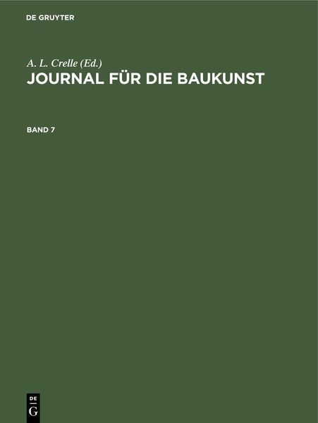 Produktbild: Journal f&uuml;r die Baukunst. Band 7