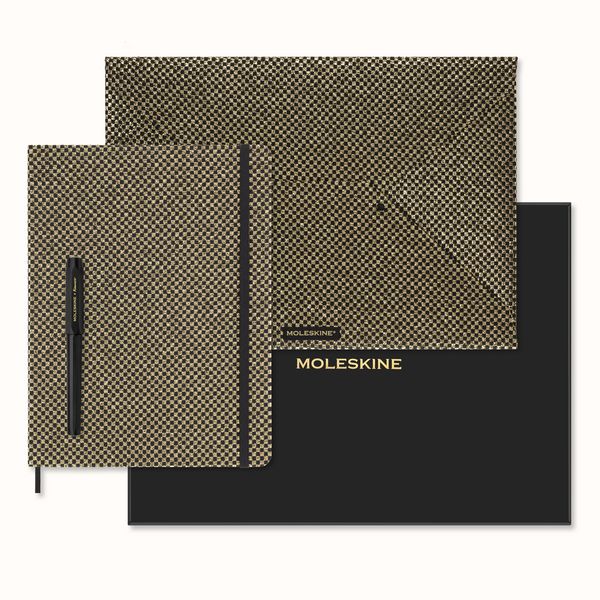 Produktbild: Moleskine Shine Sammlerbox Gold Notizbuch (XL, liniert, fester Einband)