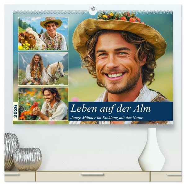 Leben auf der Alm. Junge Männer im Einklang mit der Natur (hochwertiger Premium Wandkalender 2026 DIN A2 quer), Kunstdruck in Hochglanz