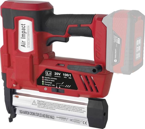 Produktbild: TOOLCRAFT TO-7427298 Akku-Nagler inkl. Akku-Lampe, ohne Akku, ohne Ladeger&auml;t