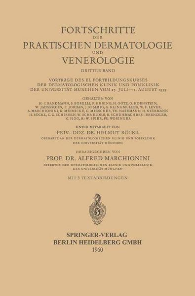 Produktbild: Vortr&auml;ge des III. Fortbildungskurses der Dermatologischen Klinik und Poliklinik der Universit&auml;t M&uuml;nchen vom 27. Juli - 1. August 1959