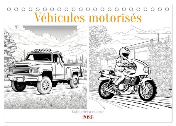 Produktbild: V&eacute;hicules motoris&eacute;s (Calendrier de bureau 2026 DIN A5 vertical), CALVENDO calendrier mensuel