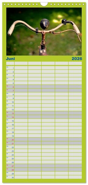Produktbild: Familienplaner 2026 - Weltfahrrad mit 5 Spalten (Wandkalender, 21 x 45 cm) CALVENDO