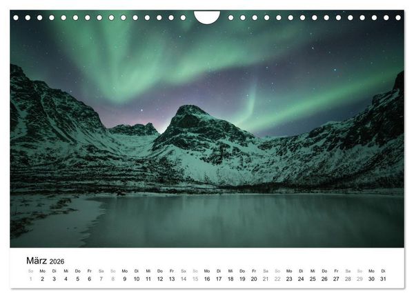 Produktbild: Nordlichter - Farbenspiel am arktischen Nachthimmel (Wandkalender 2026 DIN A4 quer), CALVENDO Monatskalender