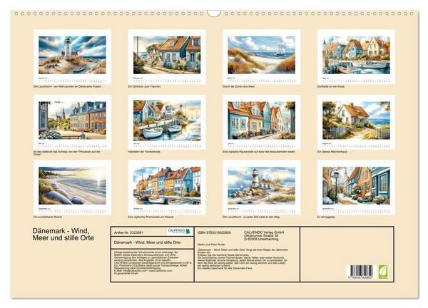 Produktbild: D&auml;nemark - Wind, Meer und stille Orte (Wandkalender 2027 DIN A2 quer), CALVENDO Monatskalender
