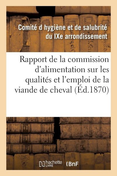 Produktbild: Rapport de la commission d'alimentation sur les qualit&eacute;s et l'emploi de la viande de cheval